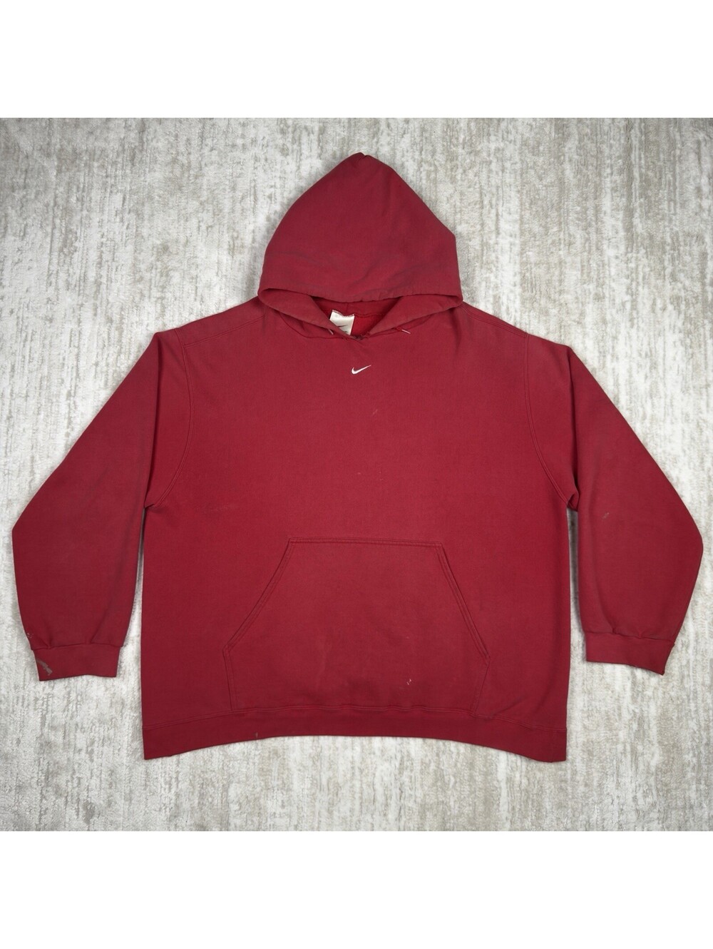Vintage 90s Nike Center Swoosh Hoodie 2XL Red Made in USA Pullover